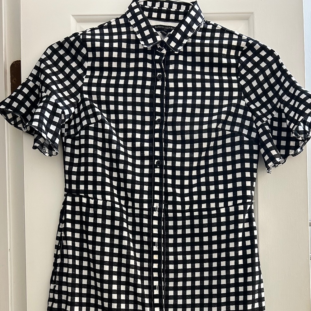 Banana Republic black & white check dress